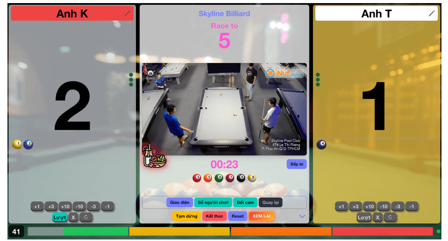 Luxury billiard club with digital scoreboard