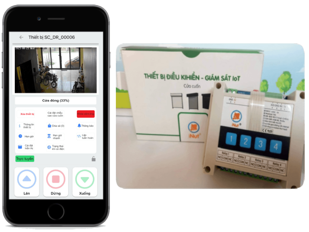 iNut mobile app controlling a roller shutter with an IoT control device