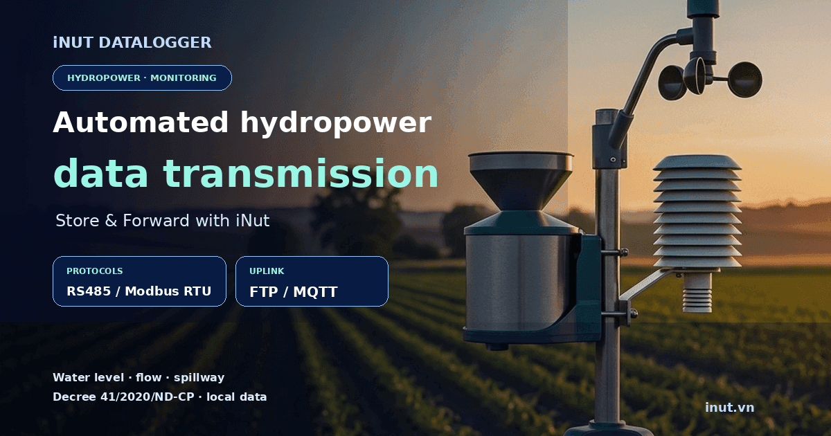 Source cover for hydropower data transmission with iNut Datalogger